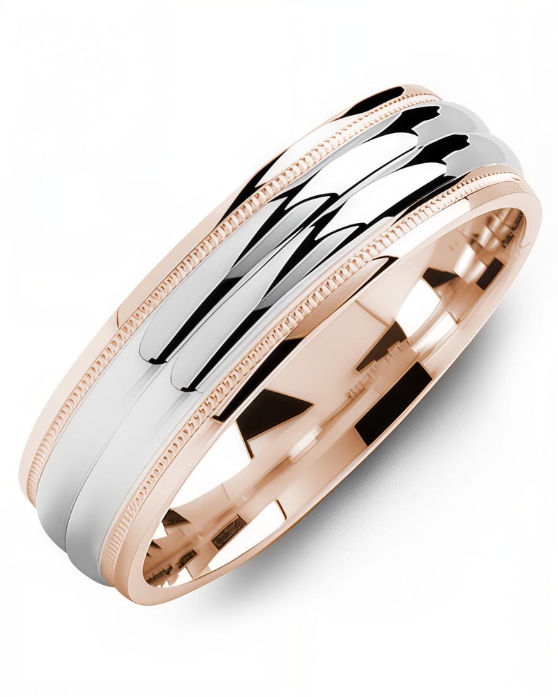 Men's & Women's Rose Gold & White Gold Wedding Band
