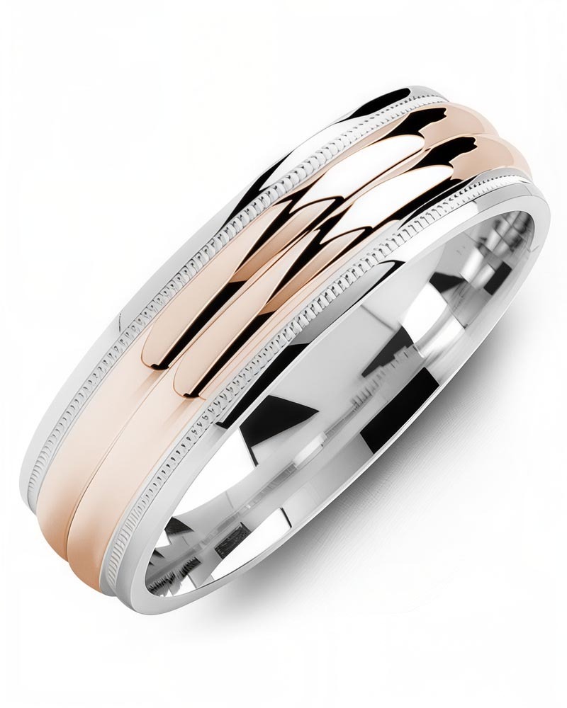 Men's & Women's White Gold & Rose Gold Wedding Band