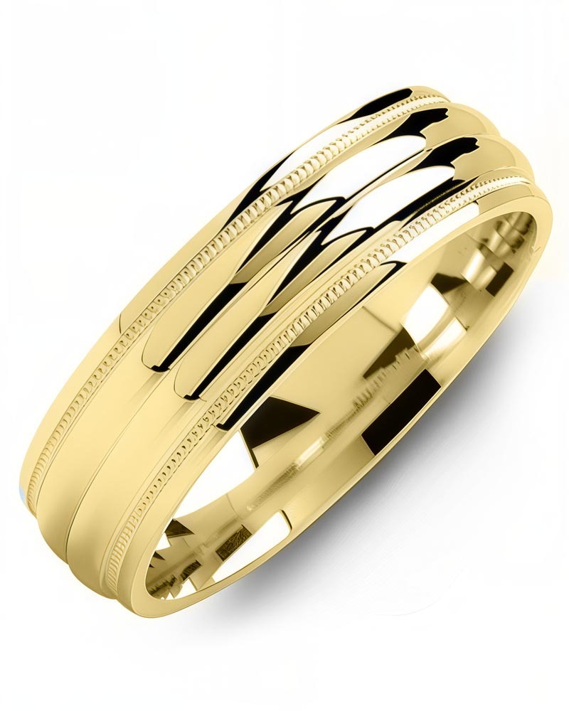 Men's & Women's Yellow Gold & Yellow Gold Wedding Band from MADANI Rings. Wedding bands, fashion rings, promise rings, made of Tungsten, Ceramic, Cobalt, and Gold. View the collection at madanirings.com