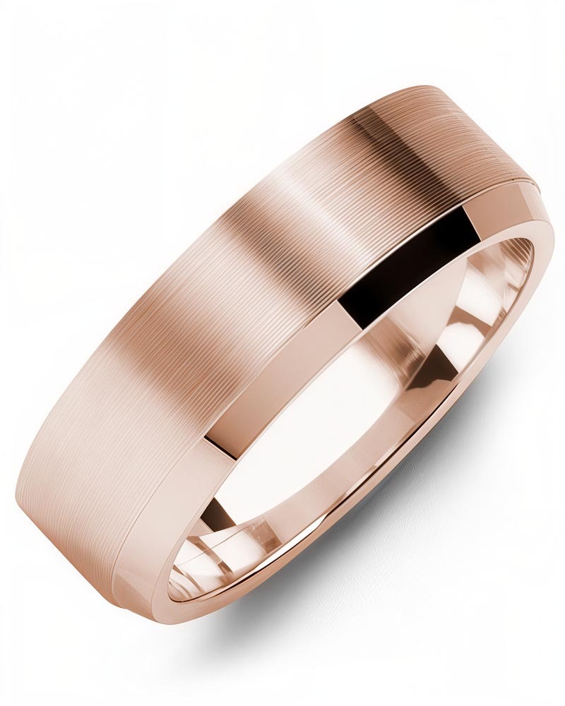 Men's & Women's Rose Gold Wedding Band from MADANI Rings. Wedding bands, fashion rings, promise rings, made of Tungsten, Ceramic, Cobalt, and Gold. View the collection at madanirings.com