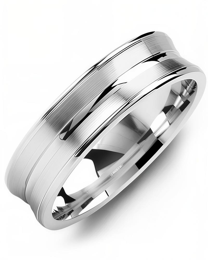 Men's & Women's White Gold Wedding Band from MADANI Rings. Wedding bands, fashion rings, promise rings, made of Tungsten, Ceramic, Cobalt, and Gold. View the collection at madanirings.com