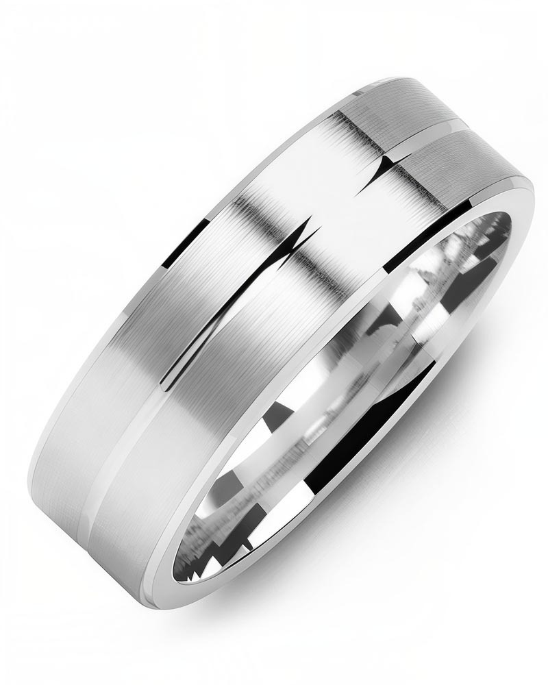 Men's & Women's White Gold Wedding Band from MADANI Rings. Wedding bands, fashion rings, promise rings, made of Tungsten, Ceramic, Cobalt, and Gold. View the collection at madanirings.com