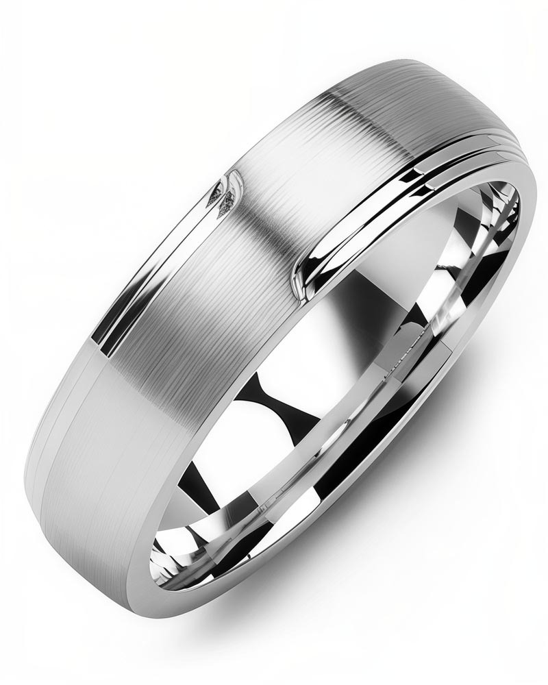 Men's & Women's White Gold Wedding Band from MADANI Rings. Wedding bands, fashion rings, promise rings, made of Tungsten, Ceramic, Cobalt, and Gold. View the collection at madanirings.com