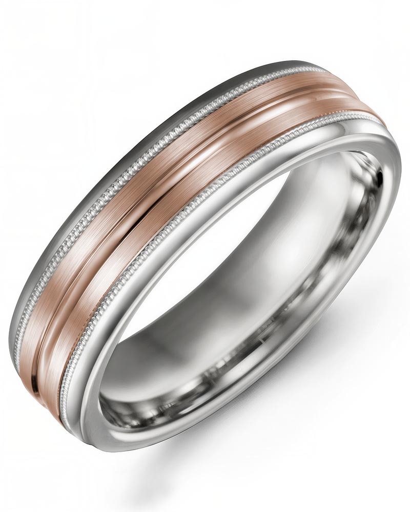 Men's & Women's White Gold & Rose Gold Wedding Band
