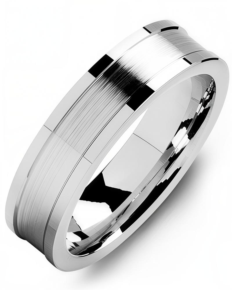 Men's & Women's White Gold Wedding Band from MADANI Rings. Wedding bands, fashion rings, promise rings, made of Tungsten, Ceramic, Cobalt, and Gold. View the collection at madanirings.com