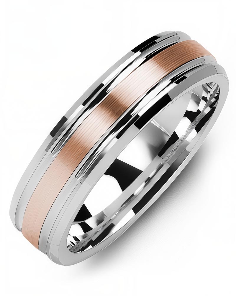 Men's & Women's White Gold & Rose Gold Wedding Band