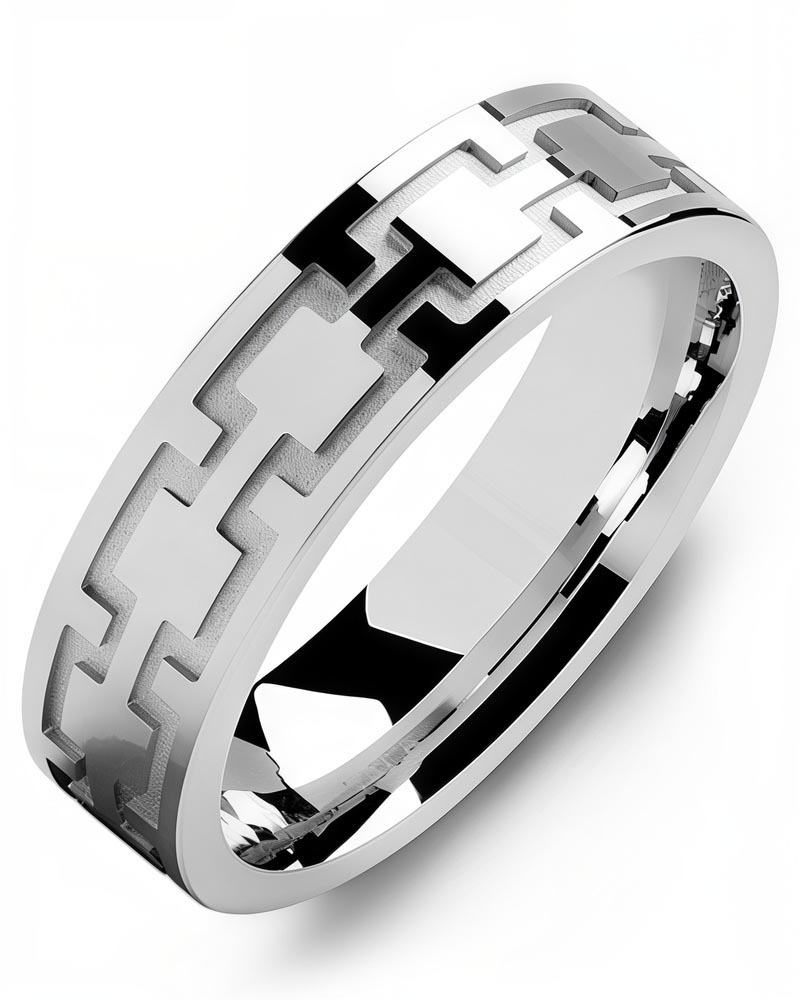 Men's & Women's White Gold Wedding Band from MADANI Rings. Wedding bands, fashion rings, promise rings, made of Tungsten, Ceramic, Cobalt, and Gold. View the collection at madanirings.com