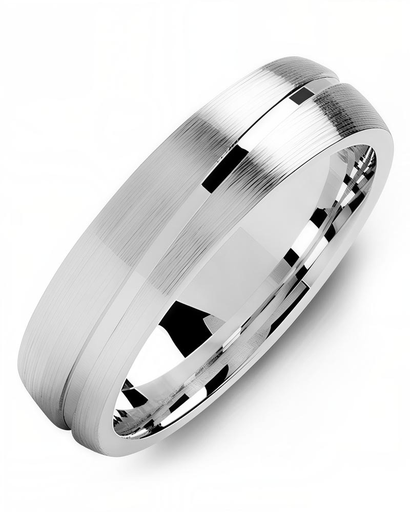 Men's & Women's White Gold Wedding Band from MADANI Rings. Wedding bands, fashion rings, promise rings, made of Tungsten, Ceramic, Cobalt, and Gold. View the collection at madanirings.com
