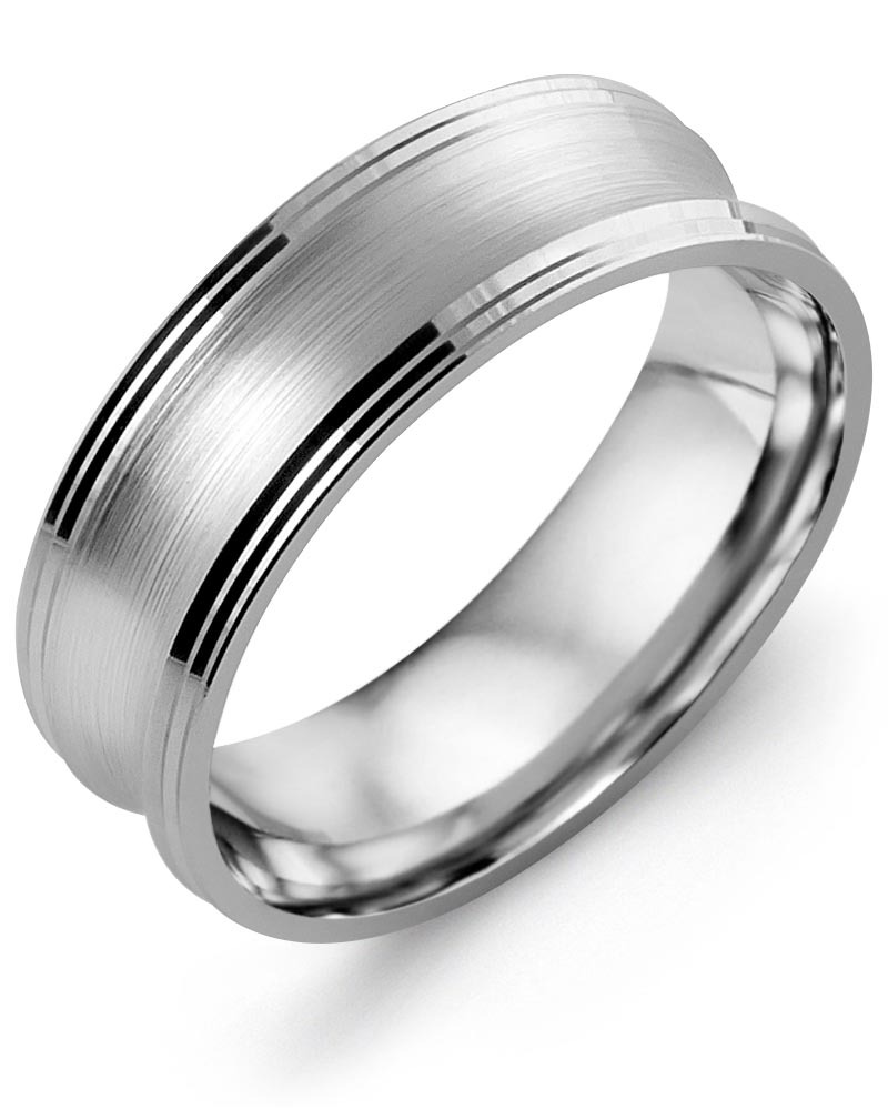 Men's & Women's White Gold Wedding Band from MADANI Rings. Wedding bands, fashion rings, promise rings, made of Tungsten, Ceramic, Cobalt, and Gold. View the collection at madanirings.com