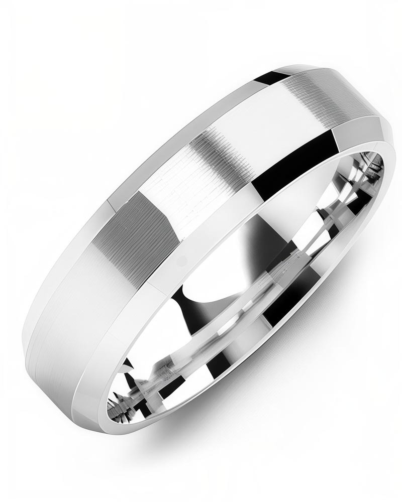 Men's & Women's White Gold Wedding Band from MADANI Rings. Wedding bands, fashion rings, promise rings, made of Tungsten, Ceramic, Cobalt, and Gold. View the collection at madanirings.com