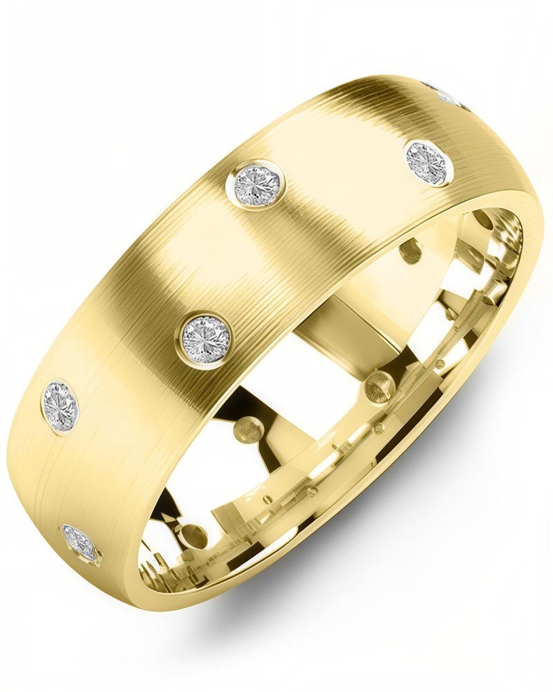 Men's & Women's Yellow Gold + 12 Diamonds 0.24ct Wedding Band