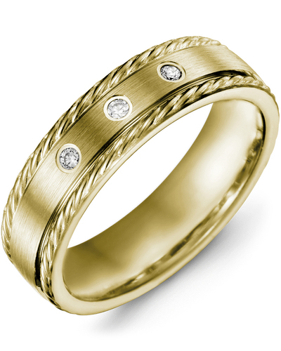 Men's & Women's Yellow Gold + 3 Diamonds 0.06ct Wedding Band