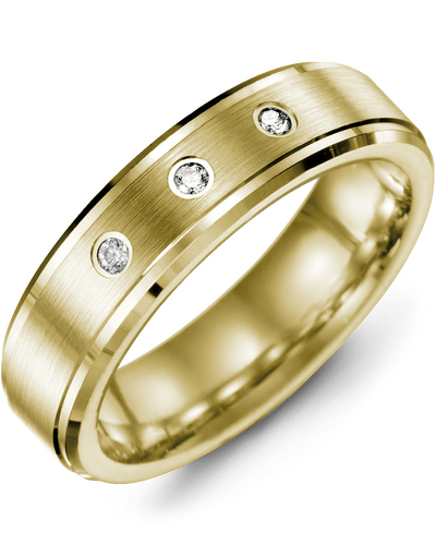 Men's & Women's Yellow Gold + 3 Diamonds 0.06ct Wedding Band
