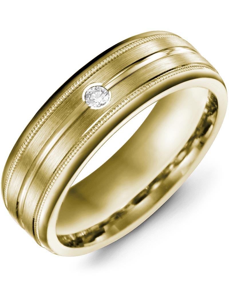 Men's & Women's Yellow Gold + 1 Diamond 0.05ct Wedding Band