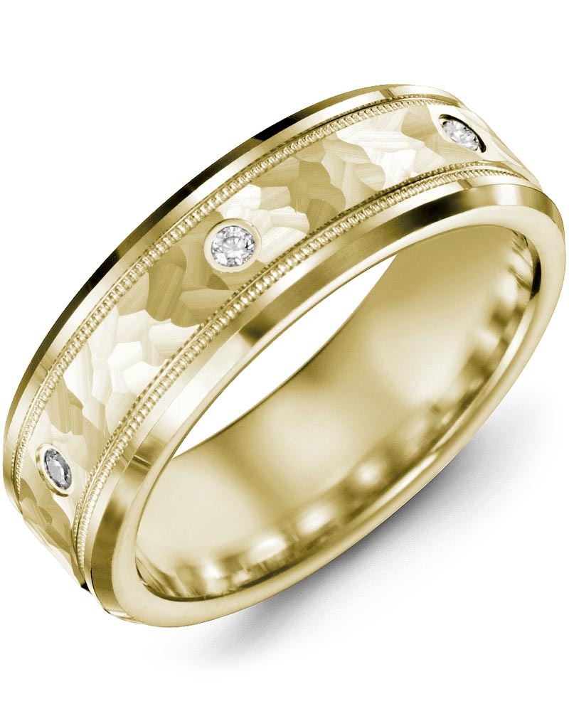Men's & Women's Yellow Gold + 3 Diamonds 0.06ct Wedding Band