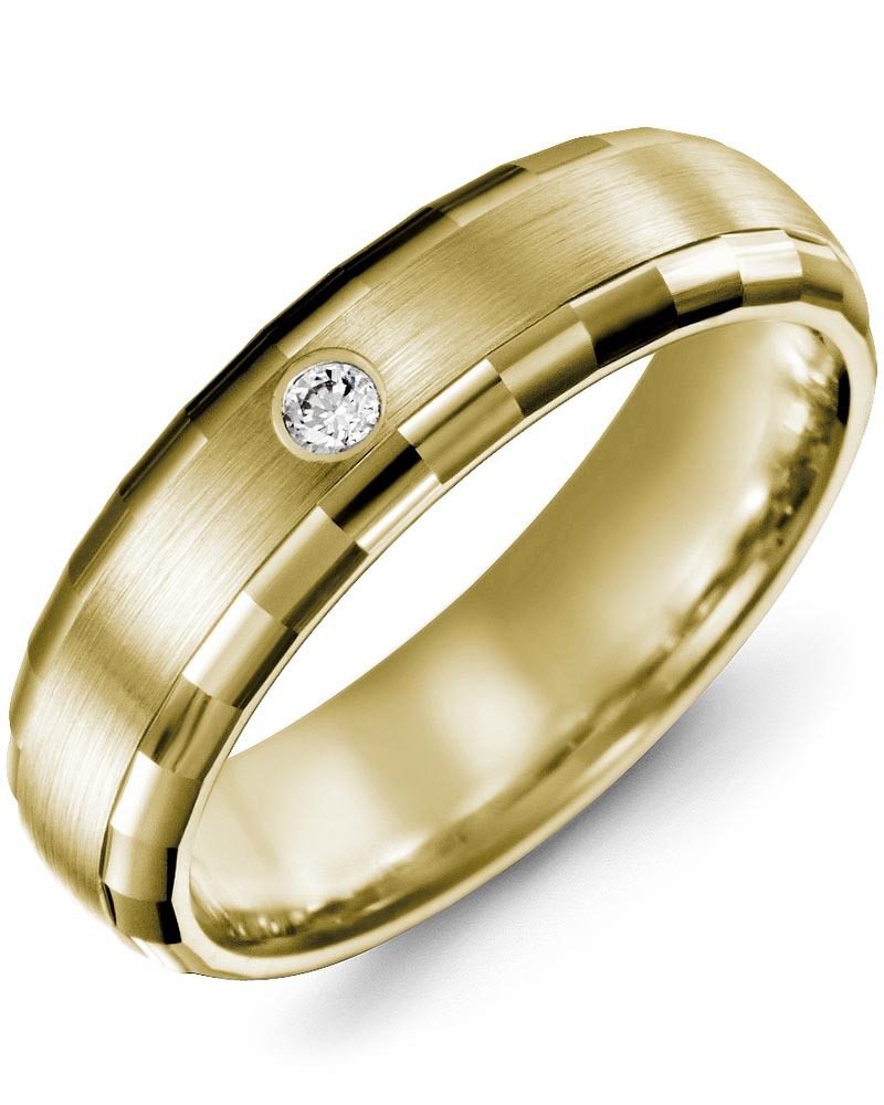 Men's & Women's Yellow Gold + 1 Diamond 0.05ct Wedding Band