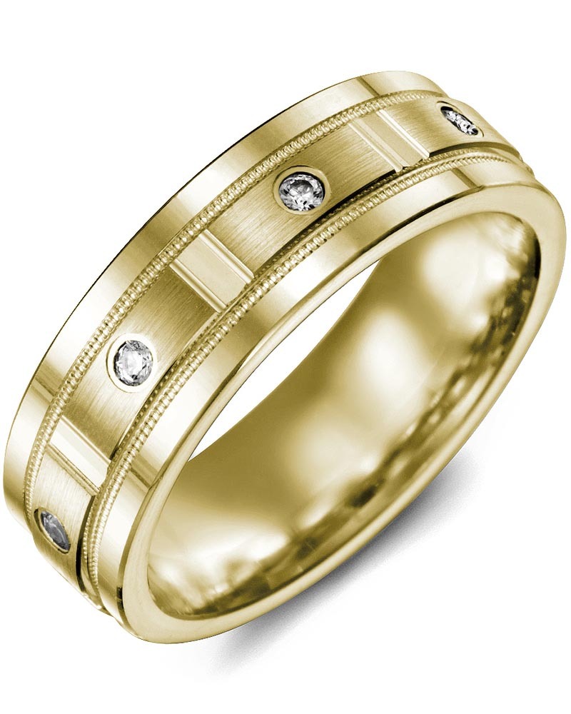 Men's & Women's Yellow Gold + 4 Diamonds 0.08ct Wedding Band