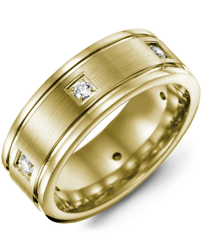Men's & Women's Yellow Gold + 3 Diamonds 0.09ct Wedding Band