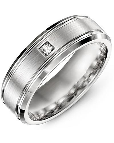 Men's & Women's White Gold + 1 Diamond 0.05ct Wedding Band from MADANI Rings. Wedding bands, fashion rings, promise rings, made of Tungsten, Ceramic, Cobalt, and Gold. View the collection at madanirings.com