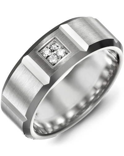 Men's & Women's White Gold + 4 Diamonds 0.08ct Wedding Band from MADANI Rings. Wedding bands, fashion rings, promise rings, made of Tungsten, Ceramic, Cobalt, and Gold. View the collection at madanirings.com