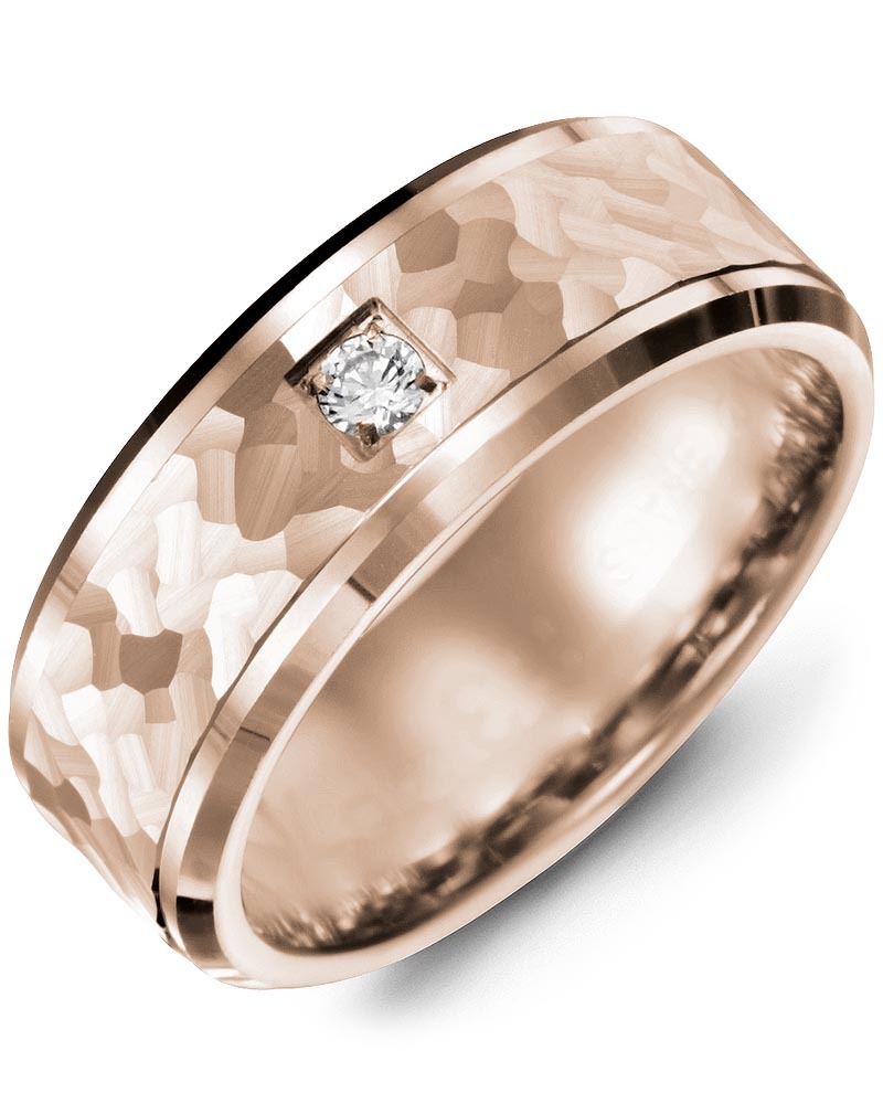 Men's & Women's Rose Gold + 1 Diamond 0.05ct Wedding Band