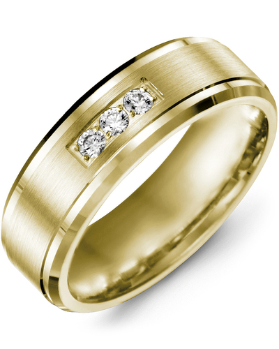 Men's & Women's Yellow Gold + 3 Diamonds 0.15ct Wedding Band from MADANI Rings. Wedding bands, fashion rings, promise rings, made of Tungsten, Ceramic, Cobalt, and Gold. View the collection at madanirings.com