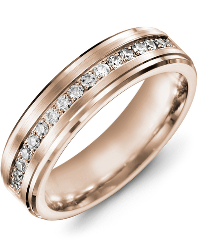 Men's & Women's Rose Gold + 17 Diamonds 0.34ct Wedding Band