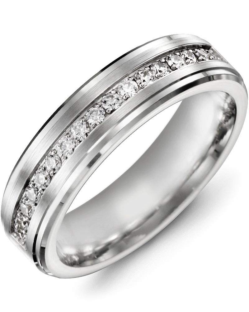 Men's & Women's White Gold + 17 Diamonds 0.34ct Wedding Band
