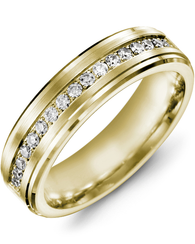 Men's & Women's Yellow Gold + 17 Diamonds 0.34ct Wedding Band