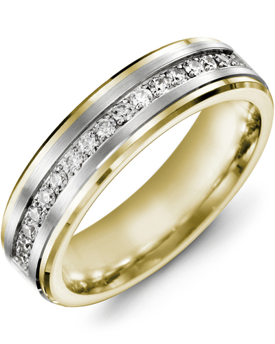 Men's & Women's Yellow Gold & White Gold + 17 Diamonds 0.34ct Wedding Band