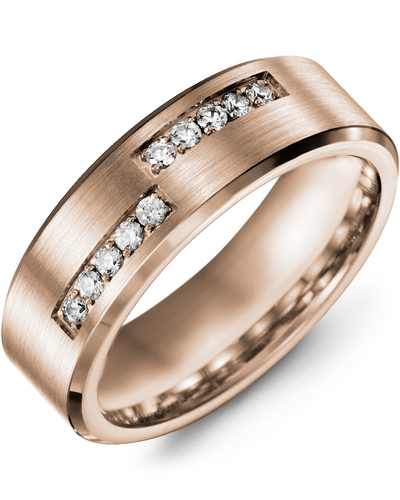 Men's & Women's Rose Gold + 10 Diamonds 0.20ct Wedding Band