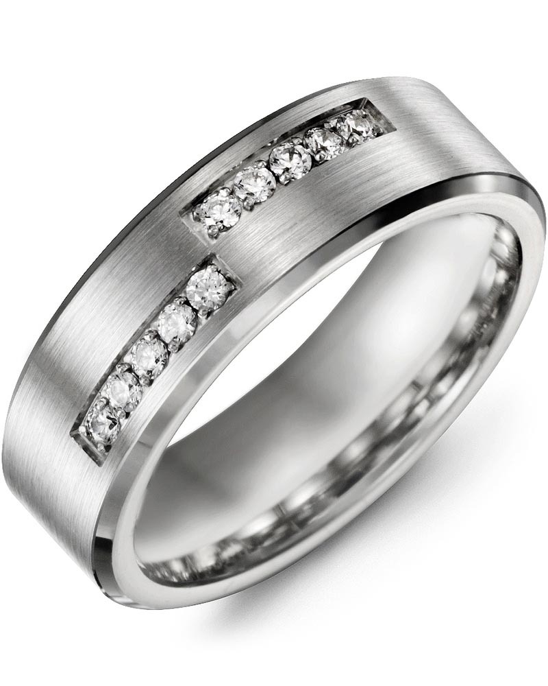 Men's & Women's White Gold + 10 Diamonds 0.20ct Wedding Band from MADANI Rings. Wedding bands, fashion rings, promise rings, made of Tungsten, Ceramic, Cobalt, and Gold. View the collection at madanirings.com
