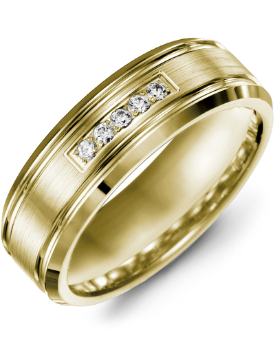 Men's & Women's Yellow Gold + 5 Diamonds 0.10ct Wedding Band
