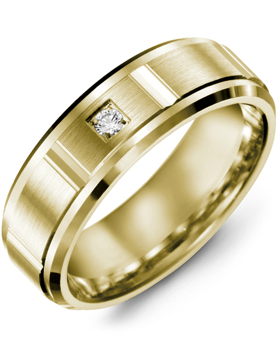 Men's & Women's Yellow Gold + 1 Diamond 0.05ct Wedding Band
