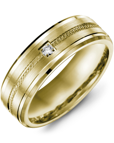 Men's & Women's Yellow Gold + 1 Diamond 0.05ct Wedding Band