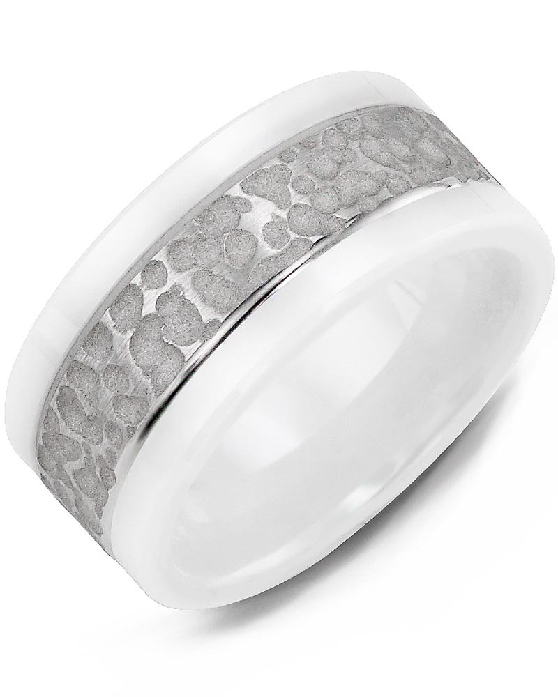 Men's & Women's White Ceramic & White Gold Wedding Band from MADANI Rings. Wedding bands, fashion rings, promise rings, made of Tungsten, Ceramic, Cobalt, and Gold. View the collection at madanirings.com