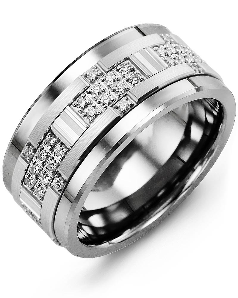 Men's & Women's Cobalt & White Gold + 30 Diamonds 0.30ct Wedding Band from MADANI Rings. Wedding bands, fashion rings, promise rings, made of Tungsten, Ceramic, Cobalt, and Gold. View the collection at madanirings.com