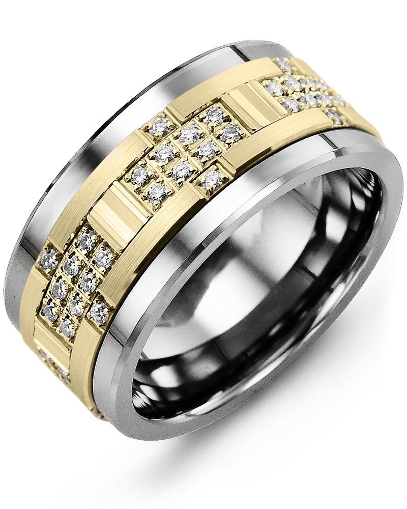 Men's & Women's Cobalt & Yellow Gold + 30 Diamonds 0.30ct Wedding Band