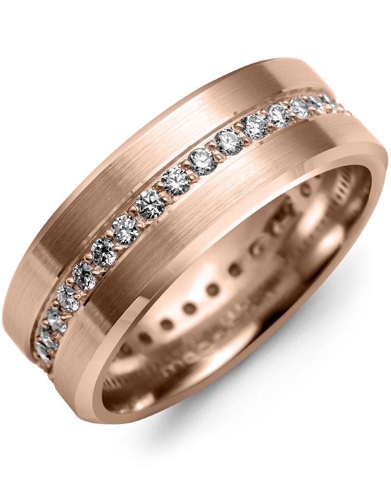 Men's & Women's Rose Gold + 37 Diamonds 0.74ct Wedding Band Men's & Women's Rose Gold + 37 Diamonds 0.74ct Wedding Band