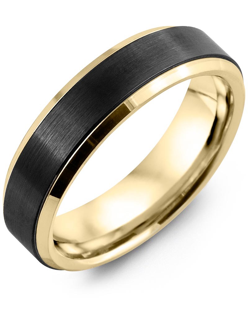 Men's & Women's Yellow Gold & Black Ceramic Wedding Band