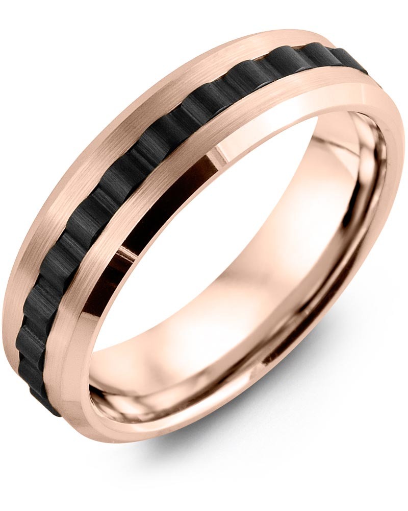 Men's & Women's Rose Gold & Black Ceramic Wedding Band