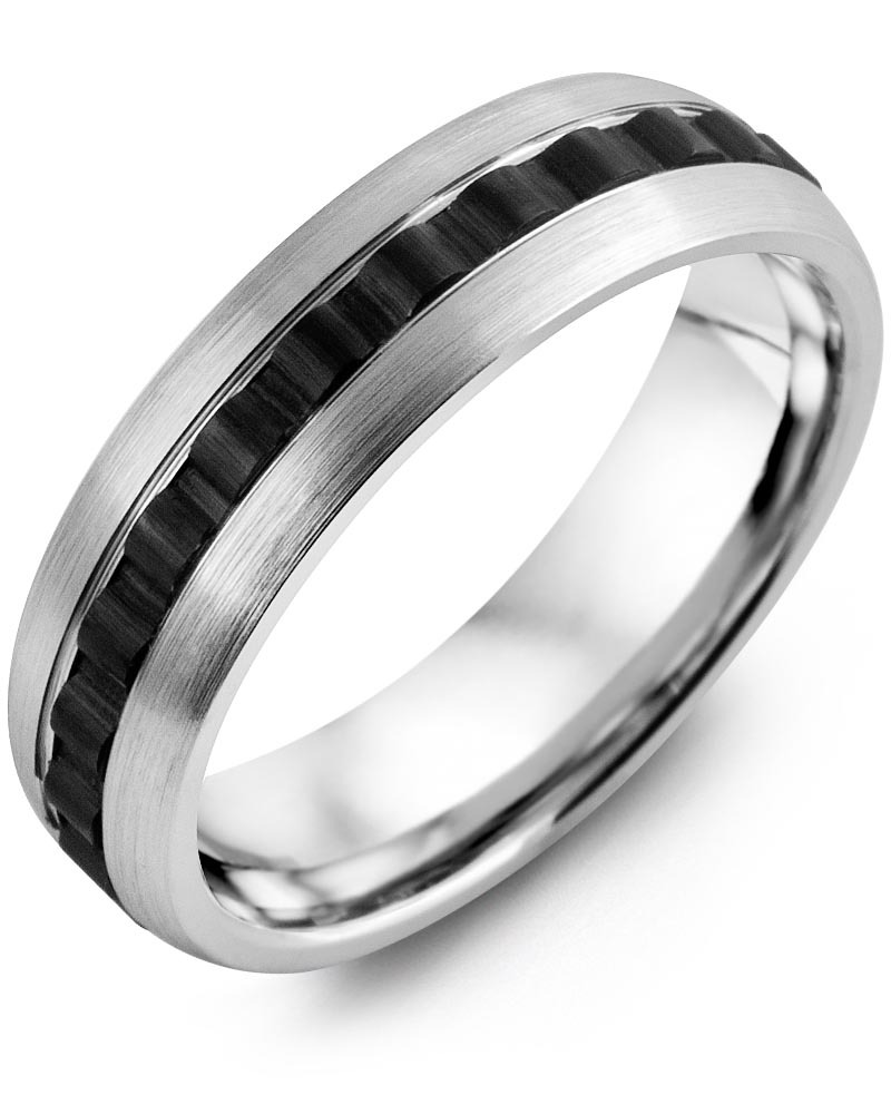 Men's & Women's White Gold & Black Ceramic Wedding Band