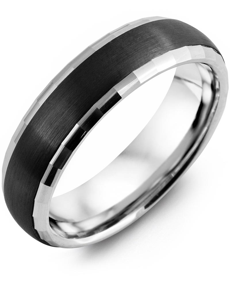 Men's & Women's White Gold & Black Ceramic Wedding Band from MADANI Rings. Wedding bands, fashion rings, promise rings, made of Tungsten, Ceramic, Cobalt, and Gold. View the collection at madanirings.com