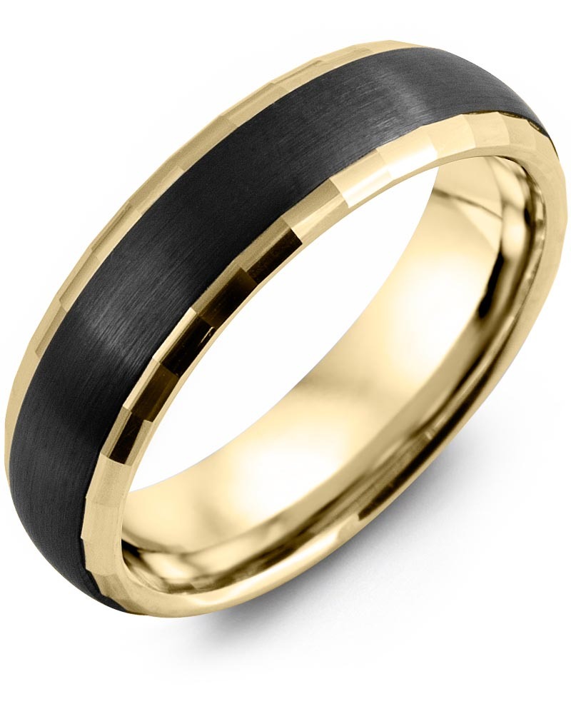 Men's & Women's Yellow Gold & Black Ceramic Wedding Band