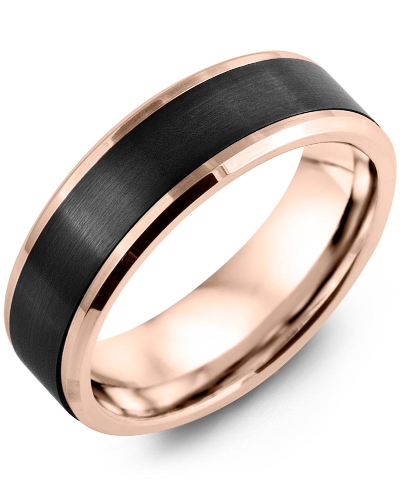 Men's & Women's Rose Gold & Black Ceramic Wedding Band