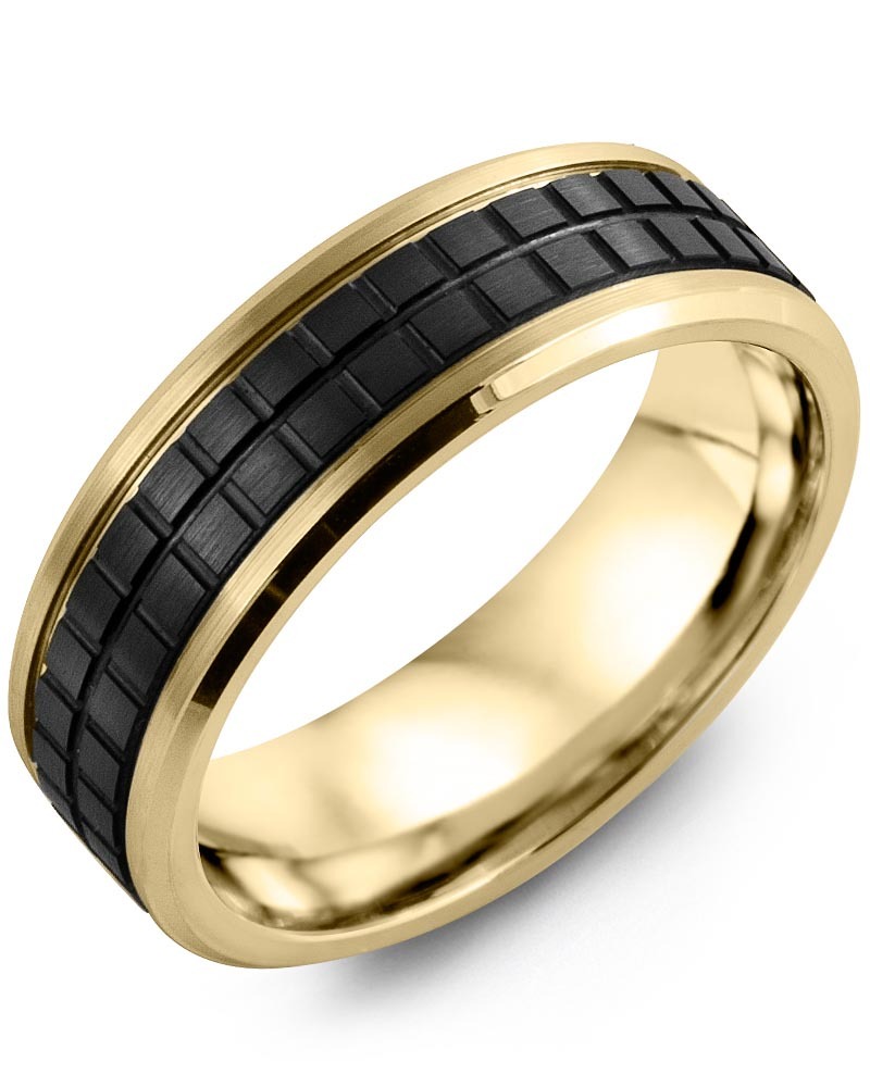 Men's & Women's Yellow Gold & Black Ceramic Wedding Band