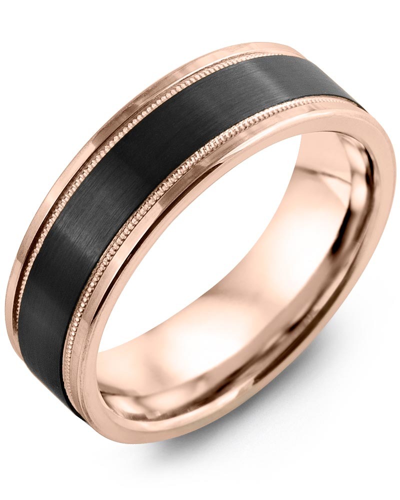 Men's & Women's Rose Gold & Black Ceramic Wedding Band