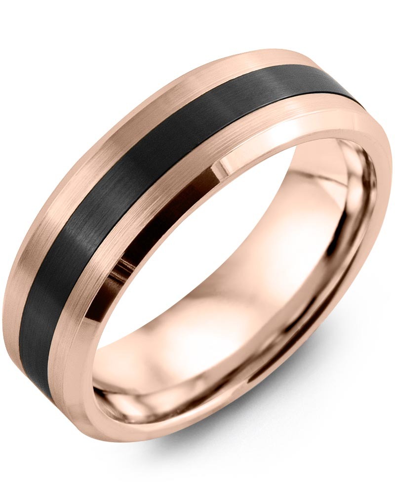 Men's & Women's Rose Gold & Black Ceramic Wedding Band