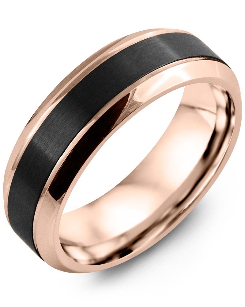 Men's & Women's Rose Gold & Black Ceramic Wedding Band
