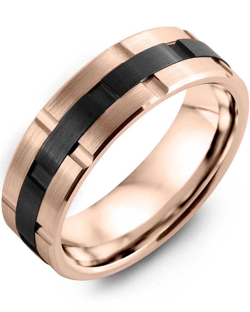 Men's & Women's Rose Gold & Black Ceramic Wedding Band